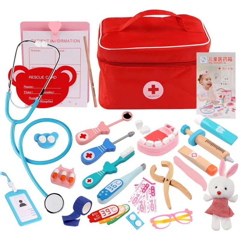 Wooden Doctor Kit – Pretend Medical Chest Role Play Set for Kids (3+)