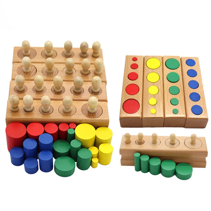 Montessori Socket Cylinders – Wooden Cylinder Block Set for Kids (3+)