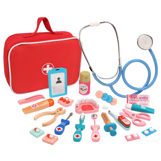 Wooden Doctor Kit – Pretend Medical Chest Role Play Set for Kids (3+)