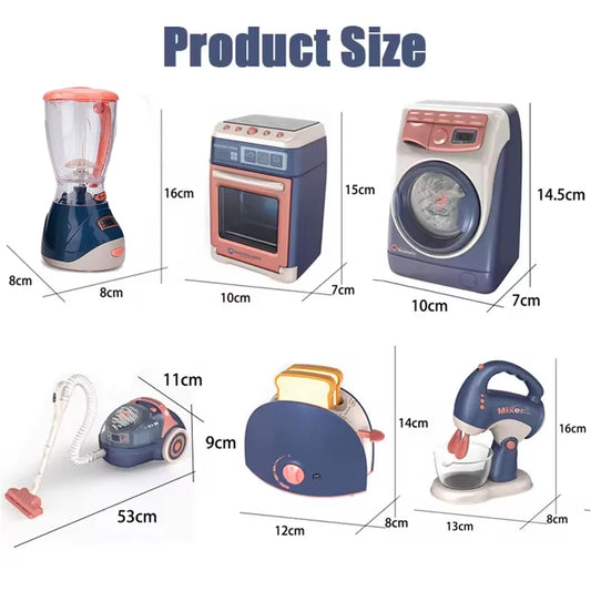 Mini Kitchen Appliances Play Set – Pretend Coffee Maker, Blender, Mixer & Toaster