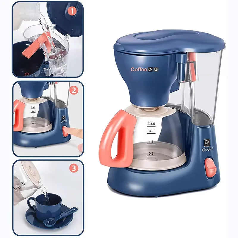 Mini Kitchen Appliances Play Set – Pretend Coffee Maker, Blender, Mixer & Toaster