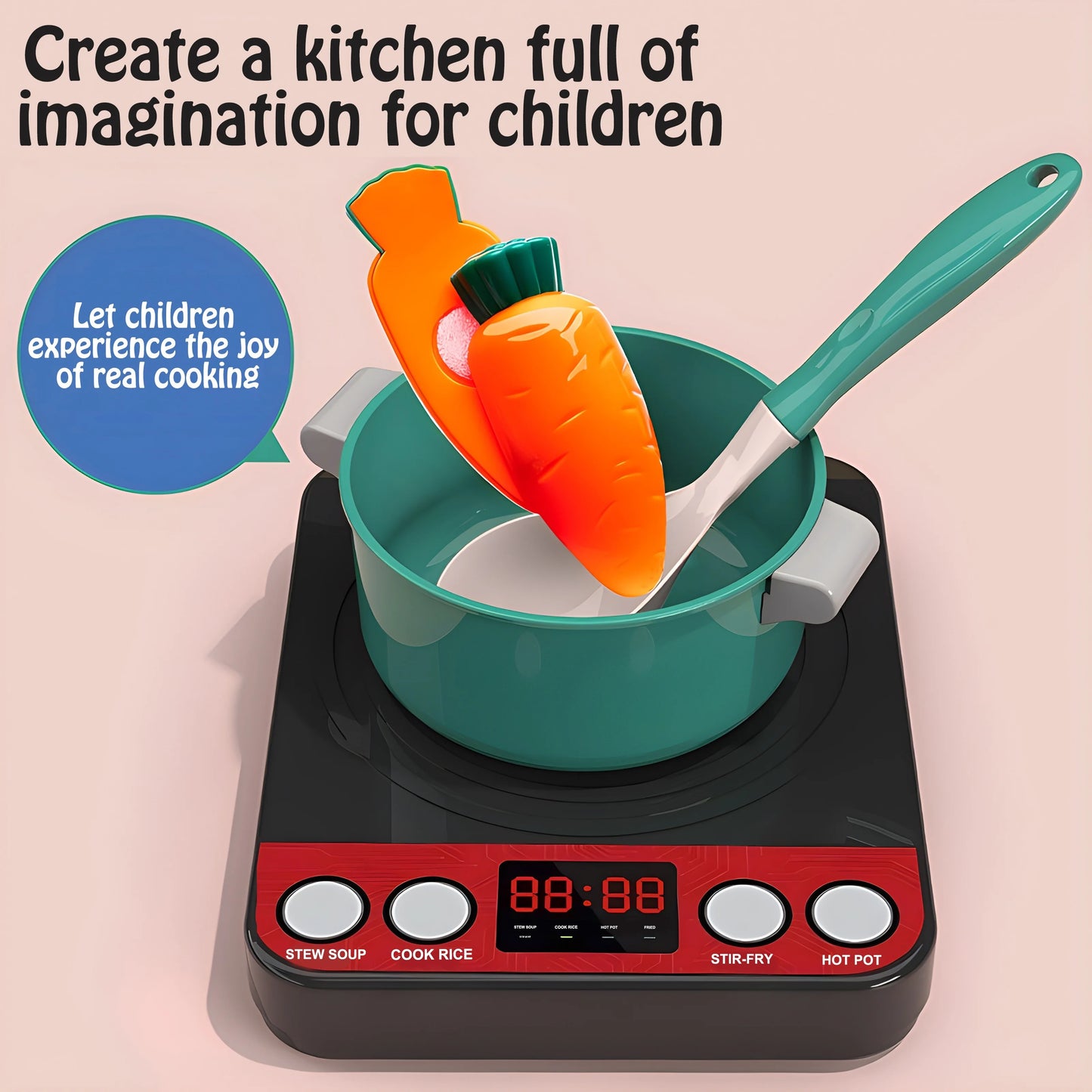 Colorful Kitchen Playset – Pretend Cooking Toy with Fruits, Veggies & Utensils