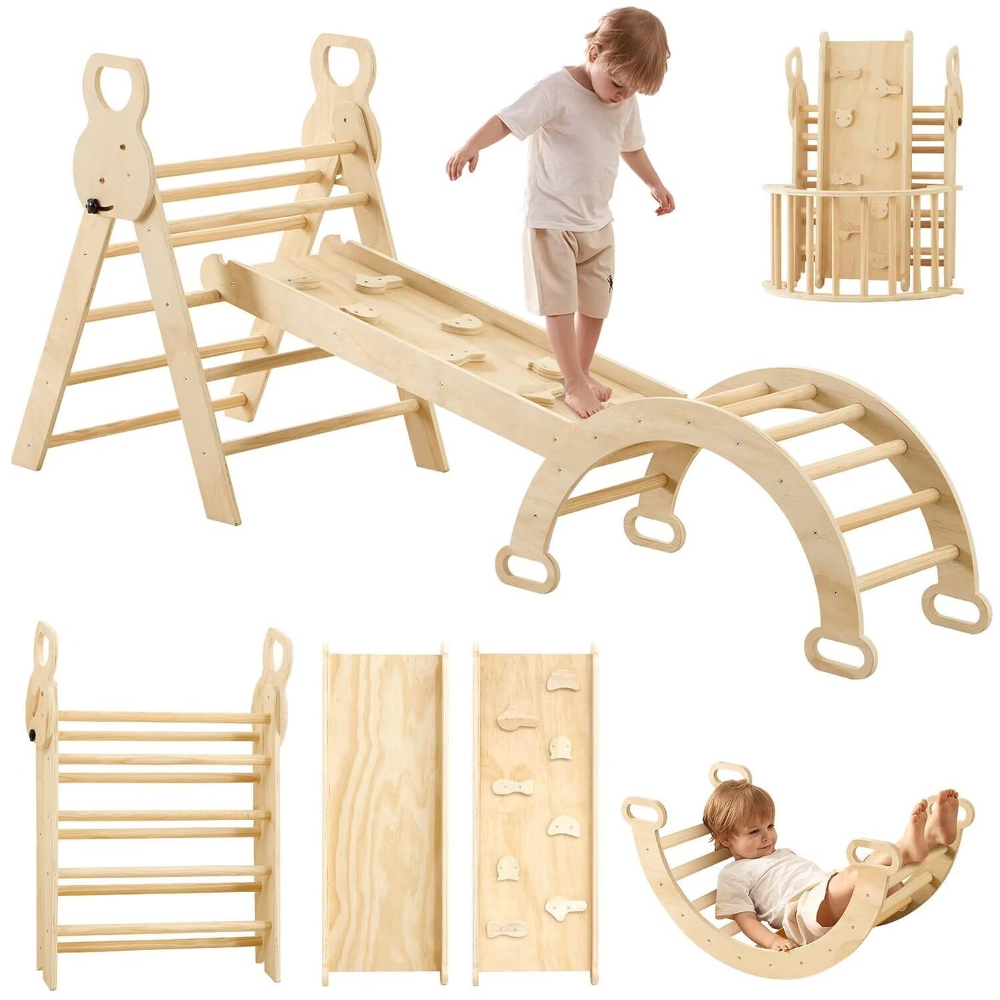 The Luddles 7-in-1 Pikler Triangle Climbing Set
