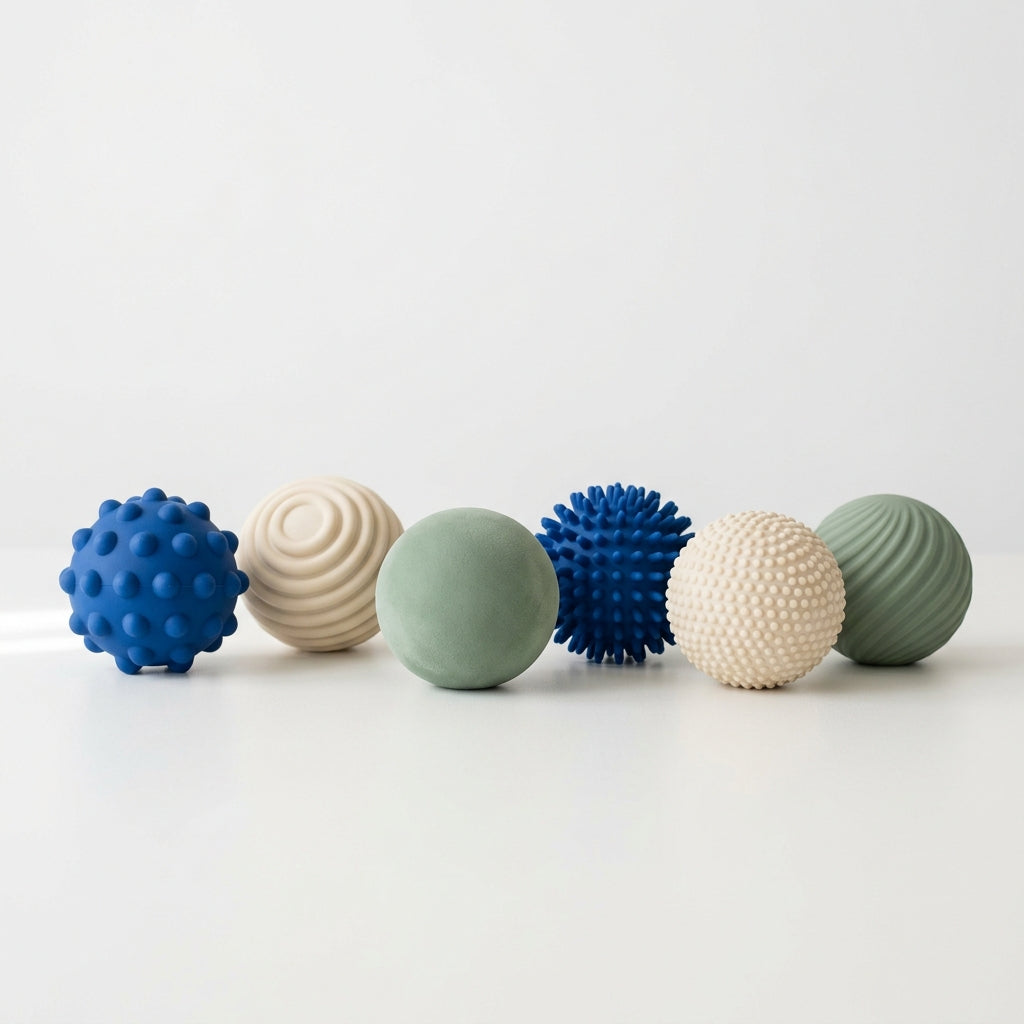 Sensory Discovery Ball Set — six natural rubber tactile balls