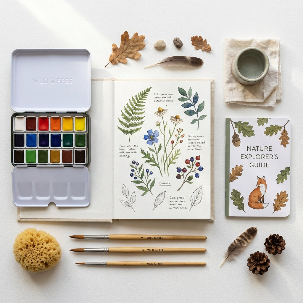 Watercolour & Nature Journal Set — 24-pan palette with journal