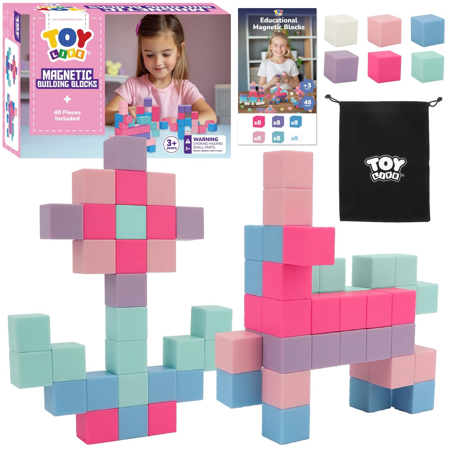 The Luddles Premium Magnetic Building Blocks — 48 Pieces