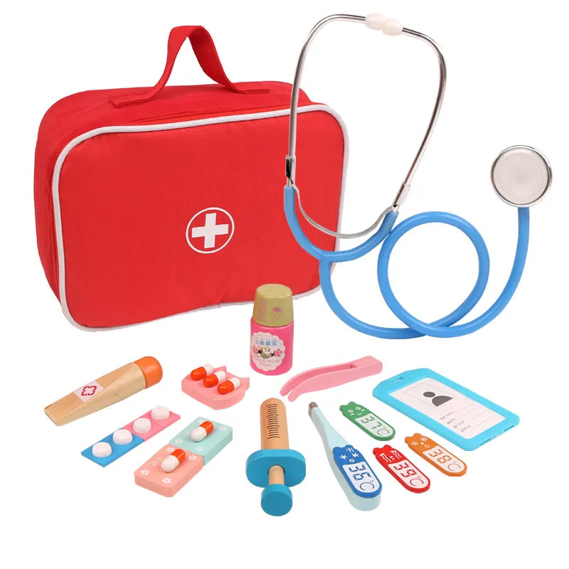 Wooden Doctor Kit – Pretend Medical Chest Role Play Set for Kids (3+)