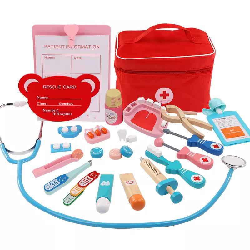 Wooden Doctor Kit – Pretend Medical Chest Role Play Set for Kids (3+)