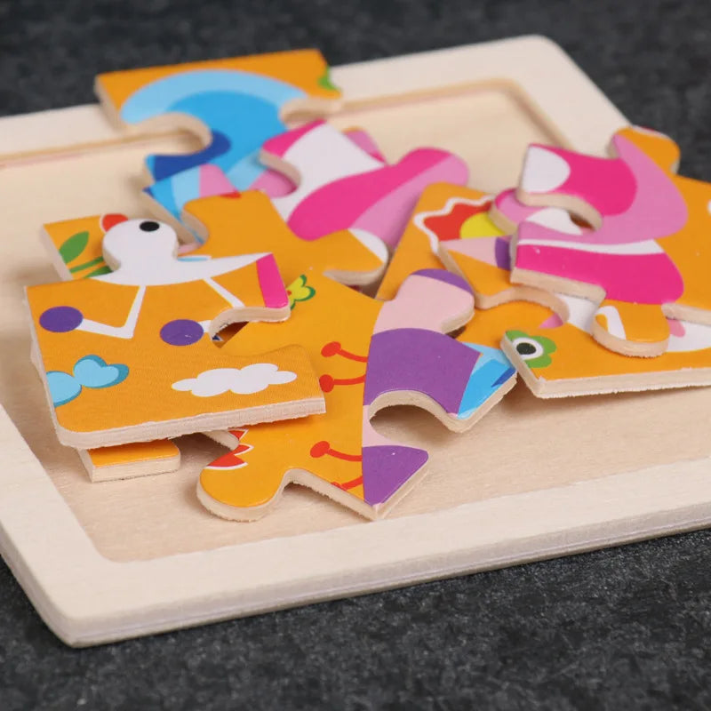 Montessori Wooden Picture Puzzles – Early Learning Matching Boards (2–4 yrs)