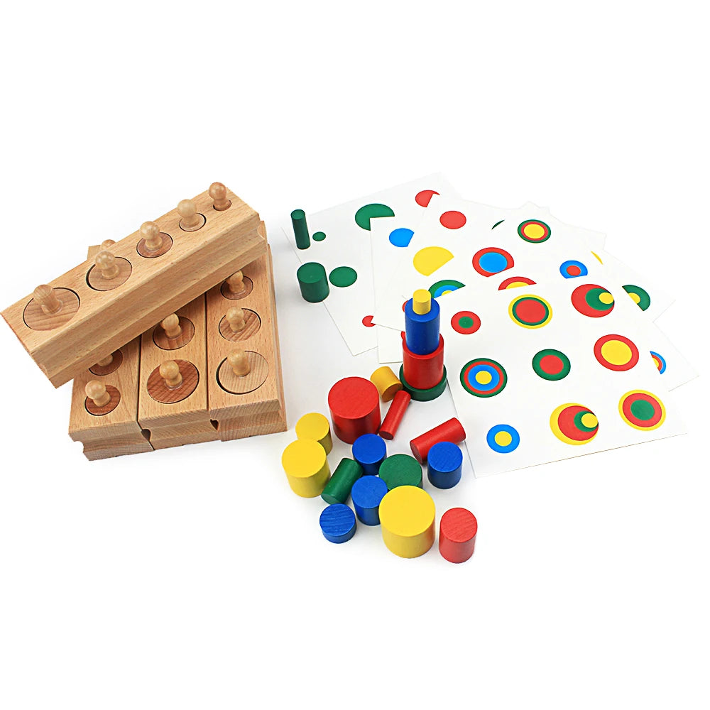 Montessori Socket Cylinders – Wooden Cylinder Block Set for Kids (3+)