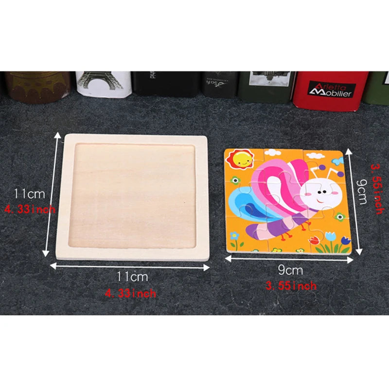 Montessori Wooden Picture Puzzles – Early Learning Matching Boards (2–4 yrs)