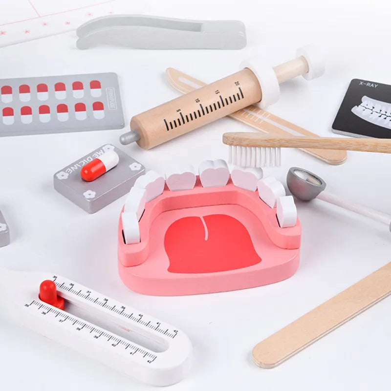 Wooden Dentist Play Set – Pretend Doctor Kit for Kids Educational Toy (3+)