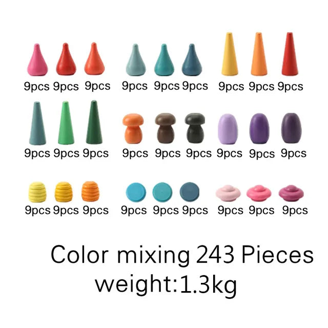 Wooden Rainbow Stones – Montessori Stacking & Balance Blocks for Kids