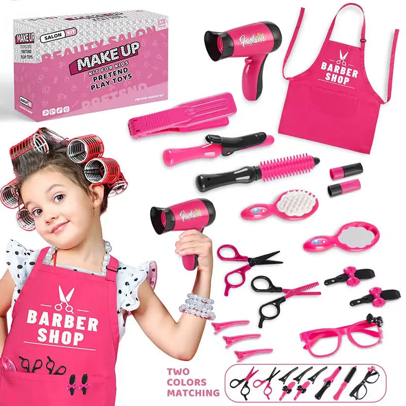 17pcs Girls Beauty Salon Set – Pretend Hairdresser Play Kit with Styling Tools