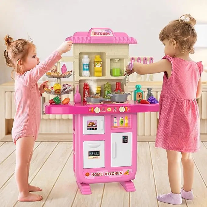 Play Kitchen Set – Pretend Cooking Toy with Food, Smoke & Lights (Age 3+)