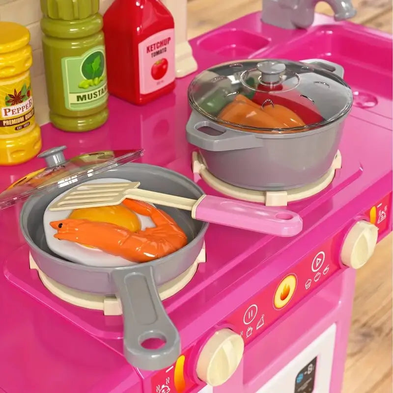 Play Kitchen Set – Pretend Cooking Toy with Food, Smoke & Lights (Age 3+)
