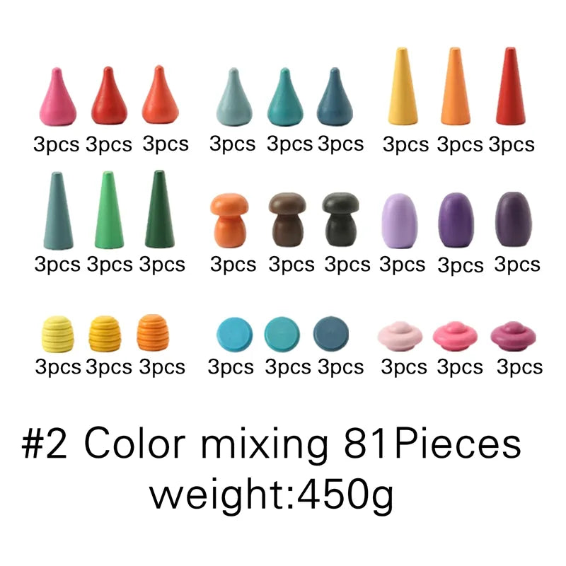 Wooden Rainbow Stones – Montessori Stacking & Balance Blocks for Kids