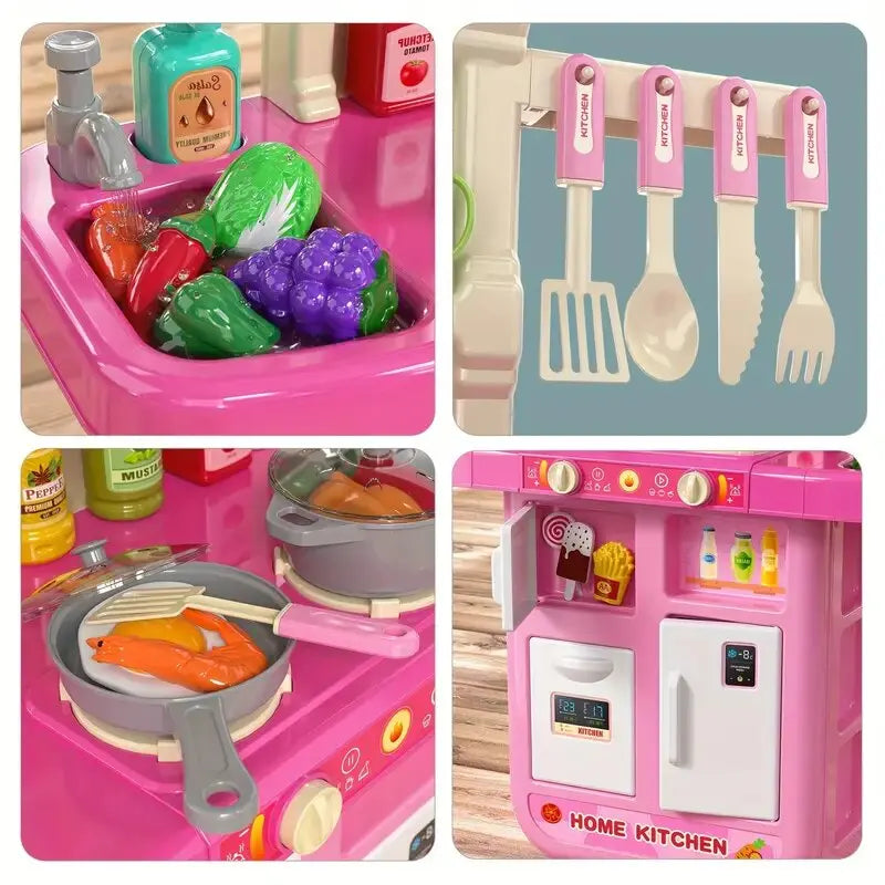 Play Kitchen Set – Pretend Cooking Toy with Food, Smoke & Lights (Age 3+)