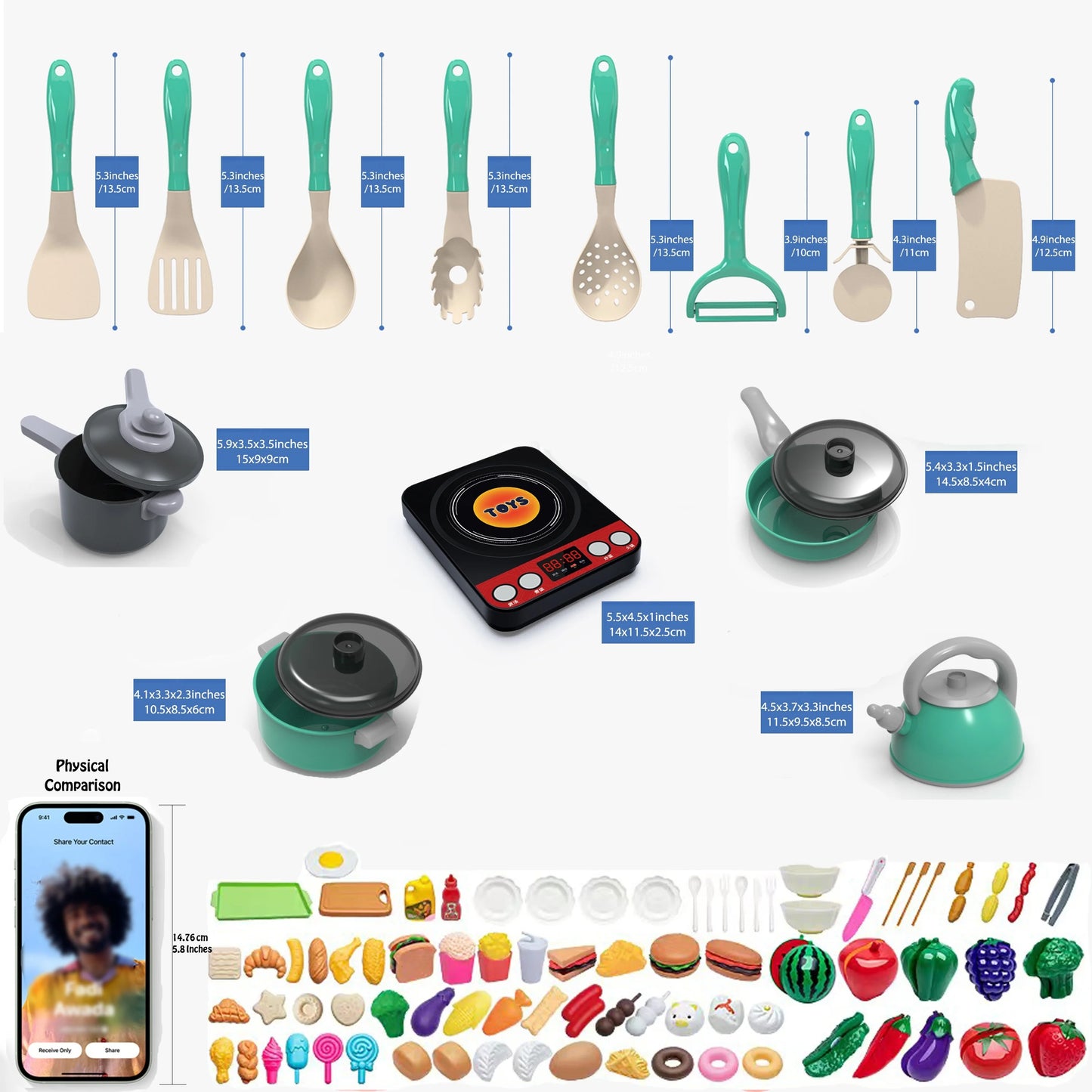 Colorful Kitchen Playset – Pretend Cooking Toy with Fruits, Veggies & Utensils
