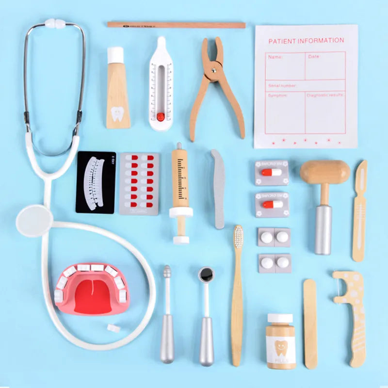 Wooden Dentist Play Set – Pretend Doctor Kit for Kids Educational Toy (3+)