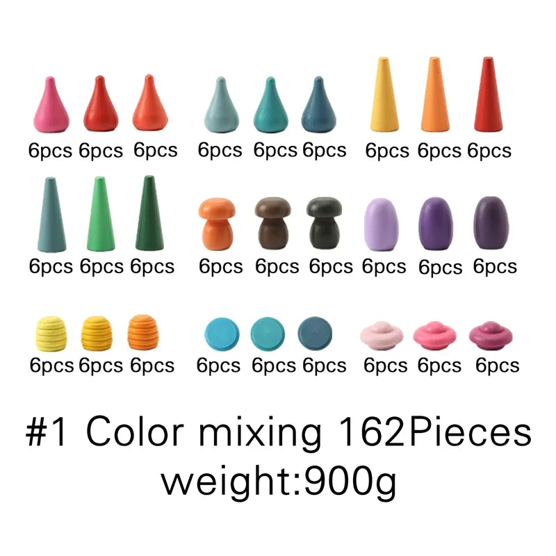 Wooden Rainbow Stones – Montessori Stacking & Balance Blocks for Kids