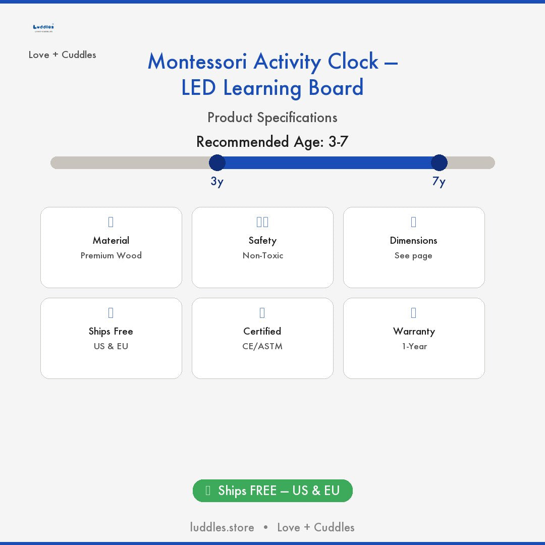 The Luddles Montessori Activity Clock — LED Learning Board