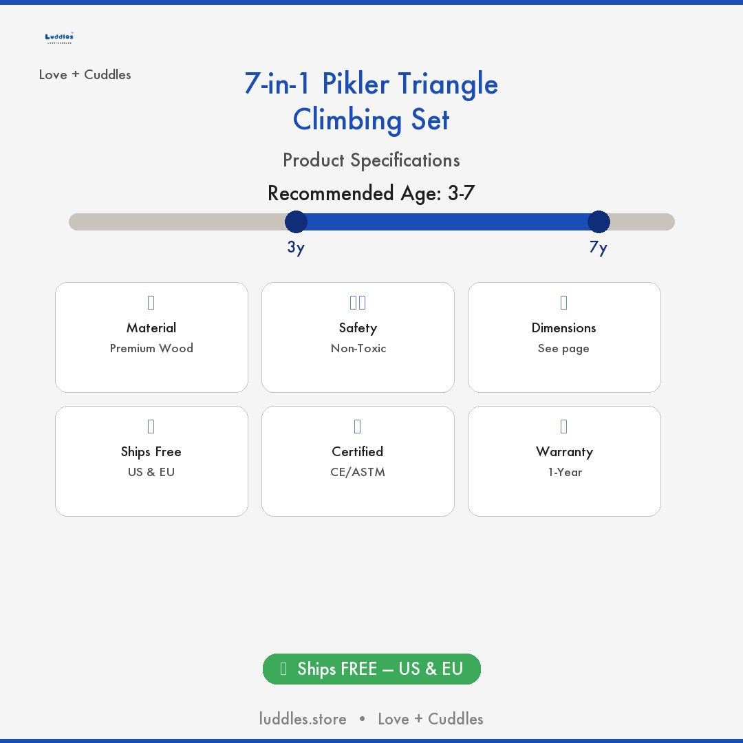 The Luddles 7-in-1 Pikler Triangle Climbing Set
