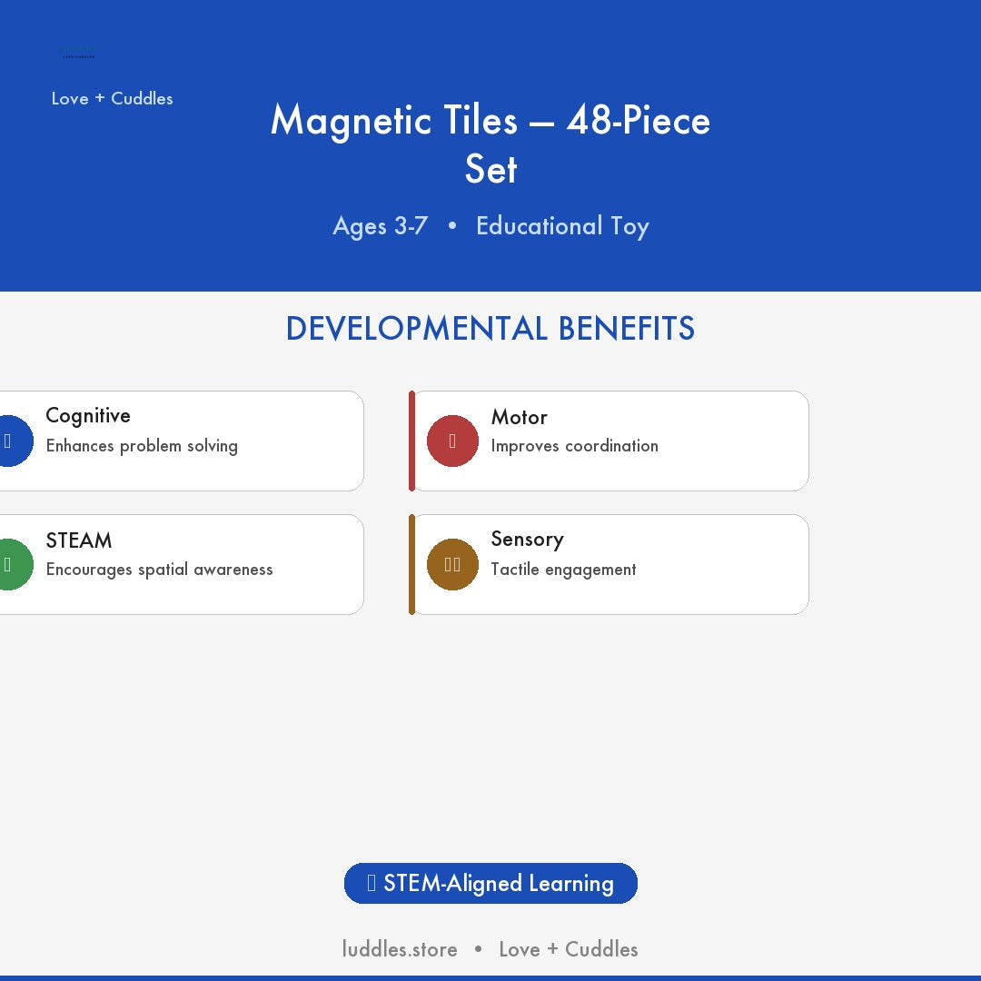 The Luddles Magnetic Tiles — 48-Piece Set