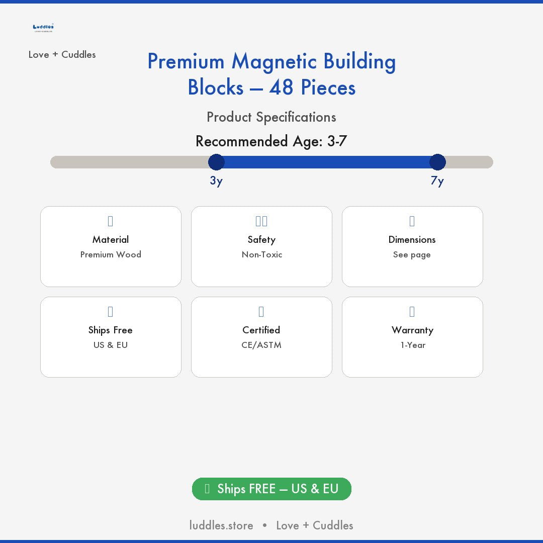The Luddles Premium Magnetic Building Blocks — 48 Pieces