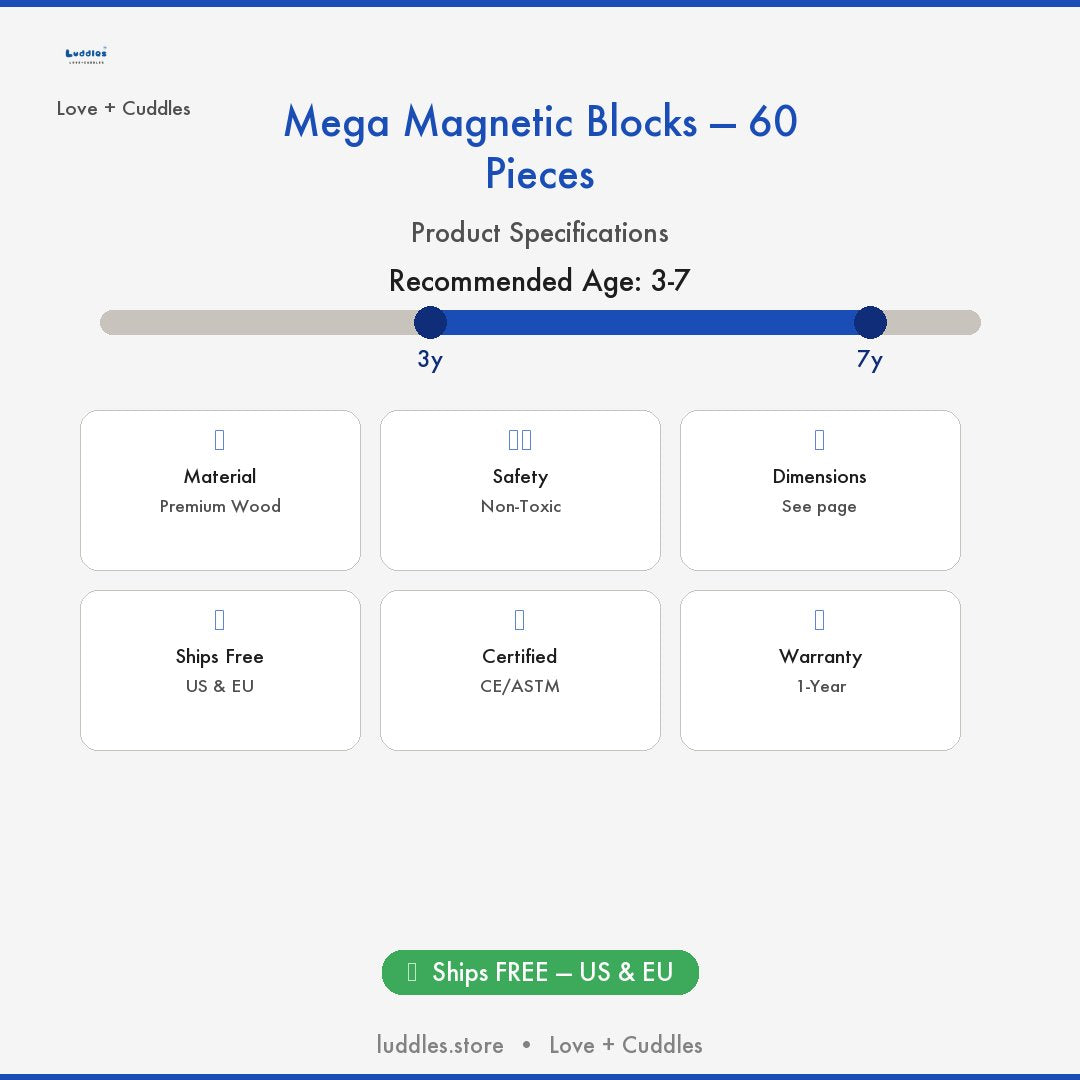 The Luddles Mega Magnetic Blocks — 60 Pieces