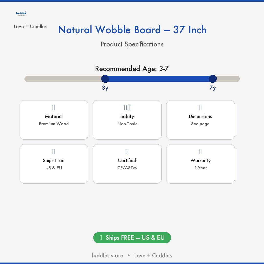 The Luddles Natural Wobble Board — 37 Inch