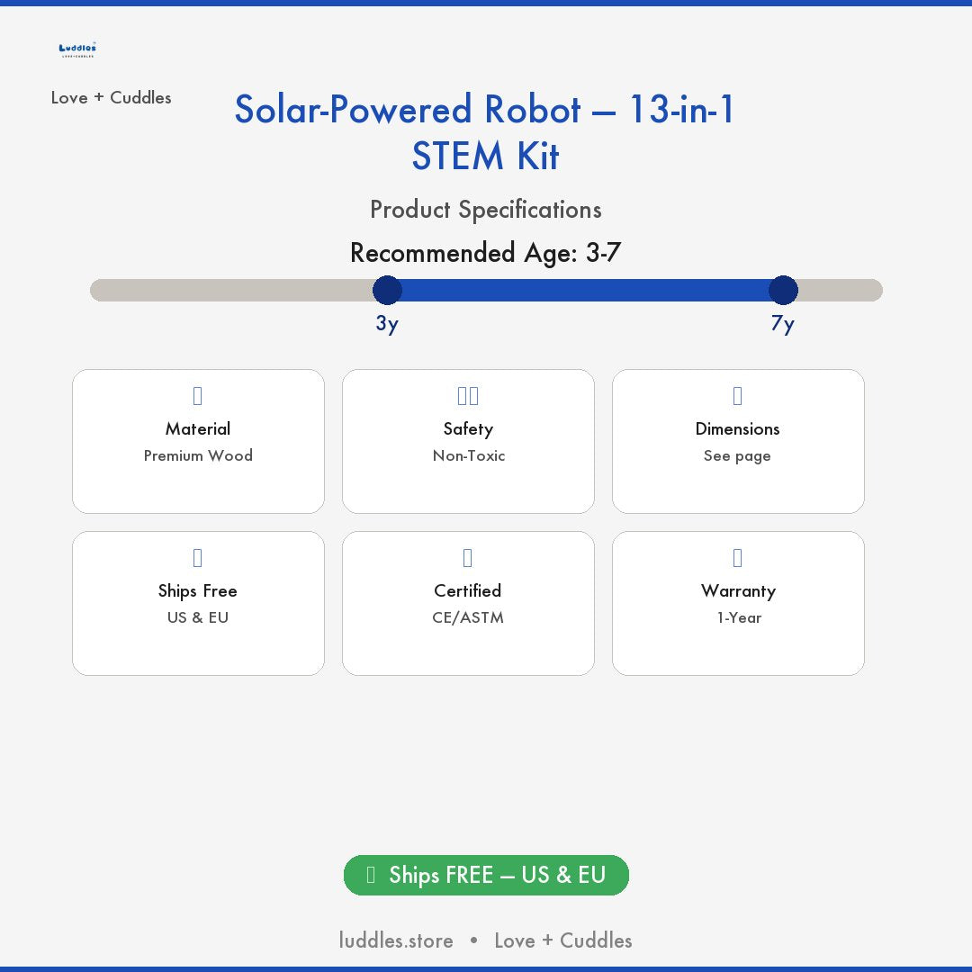 The Luddles Solar-Powered Robot — 13-in-1 STEM Kit