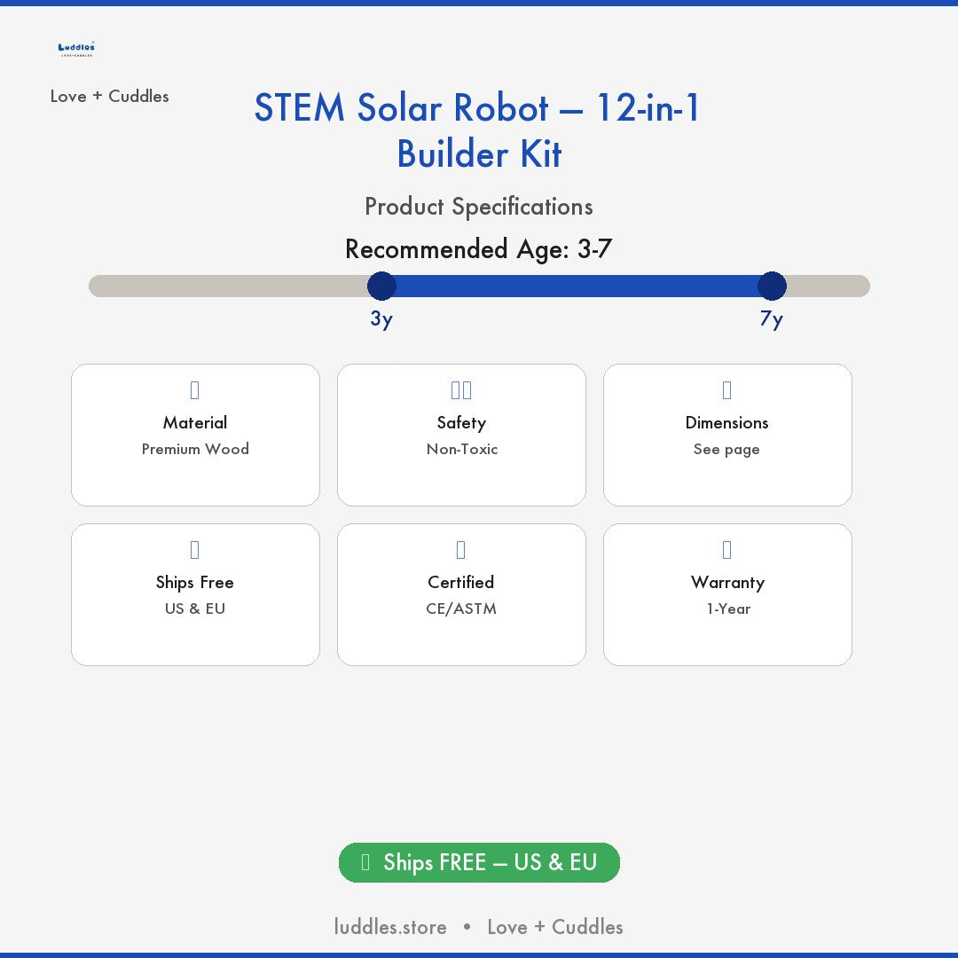 The Luddles STEM Solar Robot — 12-in-1 Builder Kit