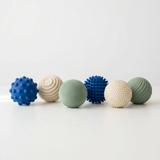 Sensory Discovery Ball Set — six natural rubber tactile balls