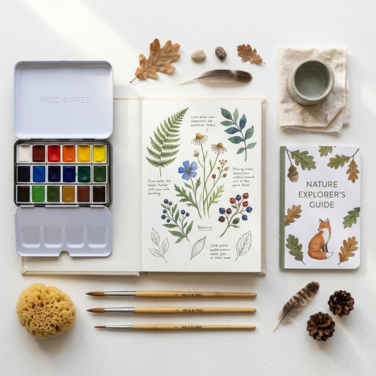 Watercolour & Nature Journal Set — 24-pan palette with journal